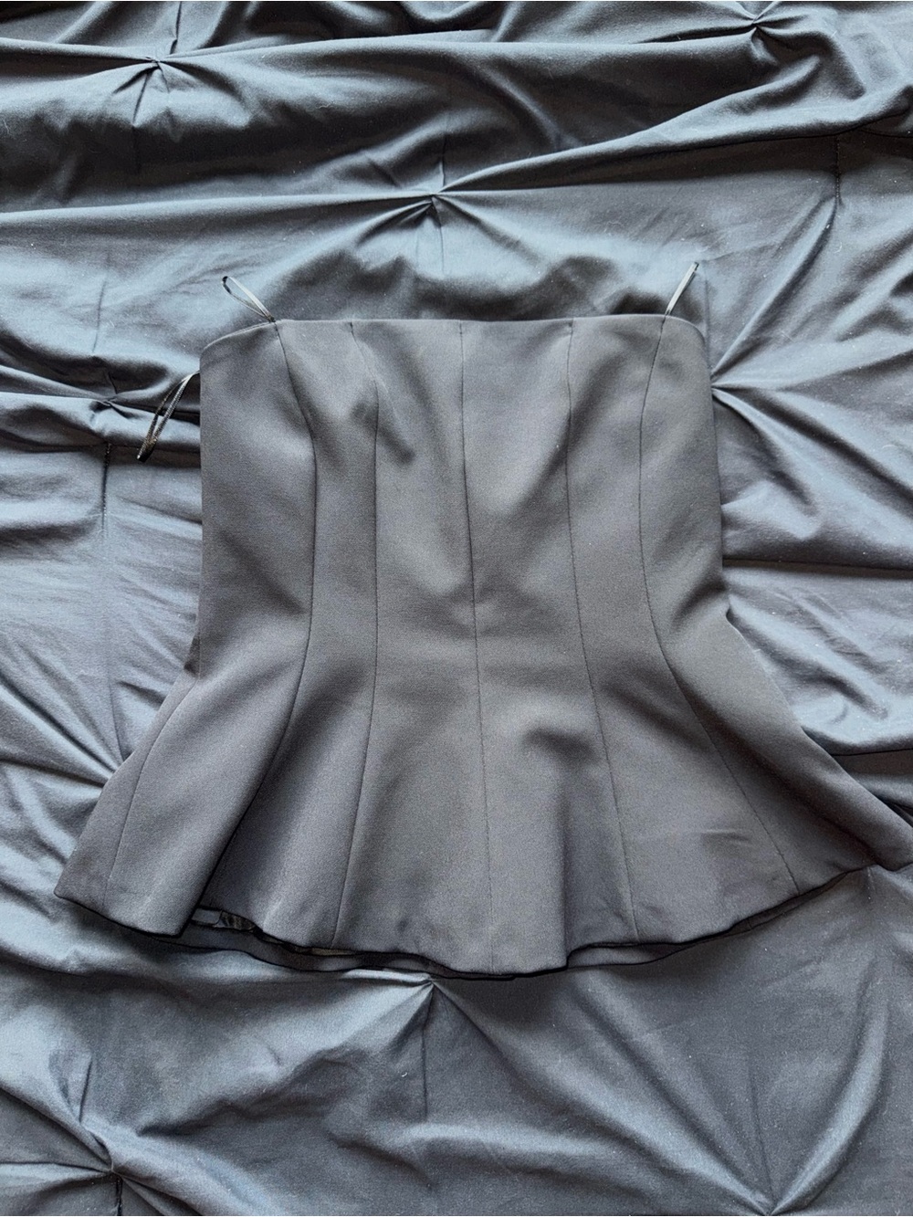 NWT Black Zara Strapless Peplum Bustier Top